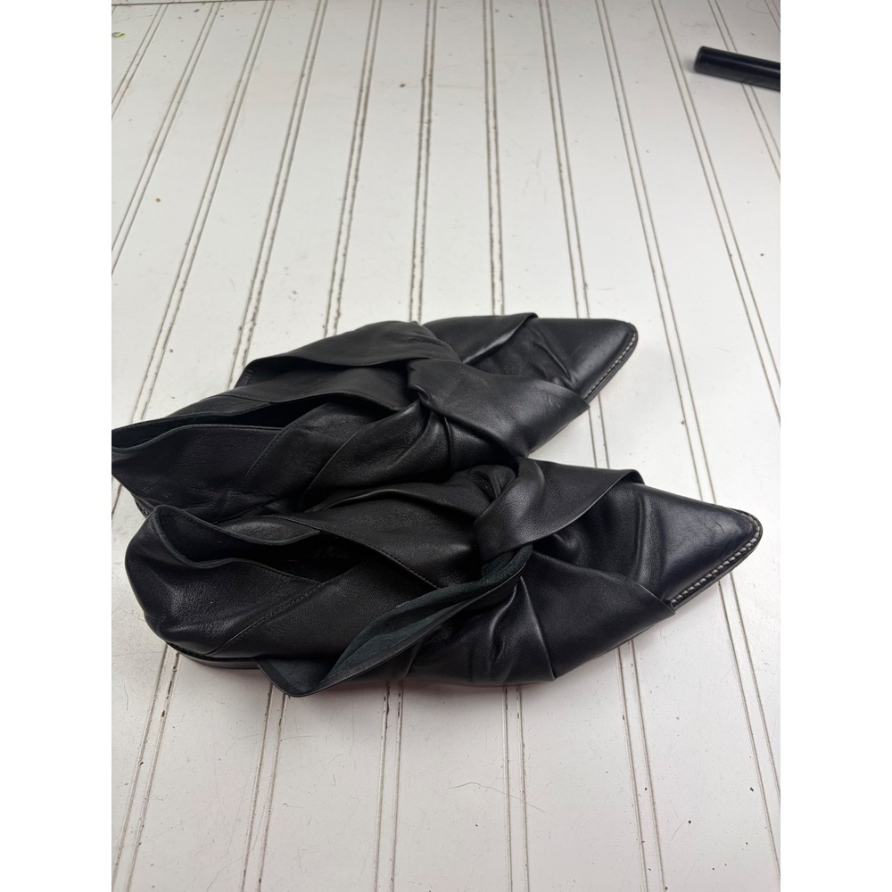 AllSaints Vintage Y2K Black Leather Bow Pointed Toe Mules Women's Size 8 - Picture 4 of 8